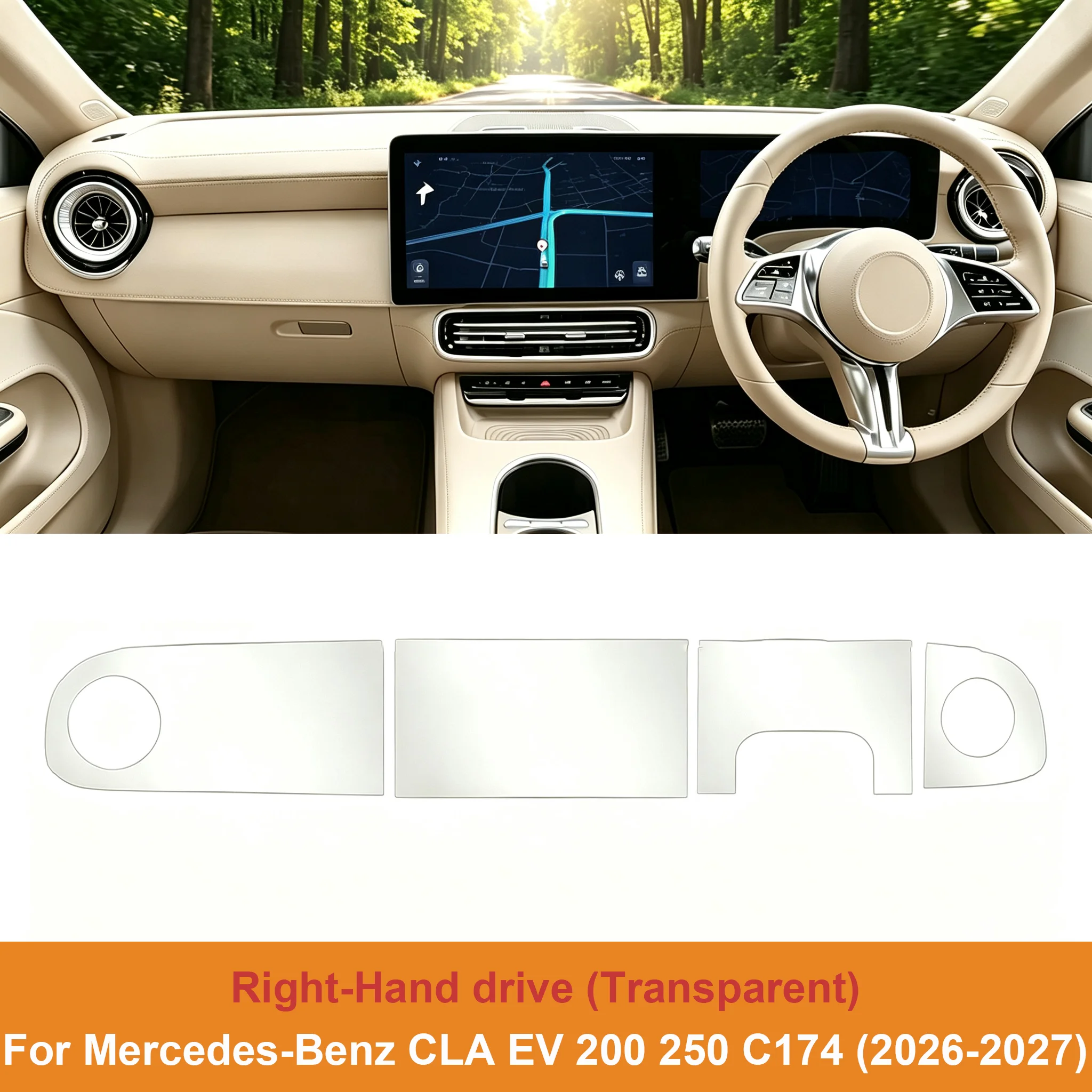 For Mercedes Benz CLA EV 200 250 C174 2026 2027 Interior Transparent TPU Protective Film Glossy Matte Protector Dashboard Screen
