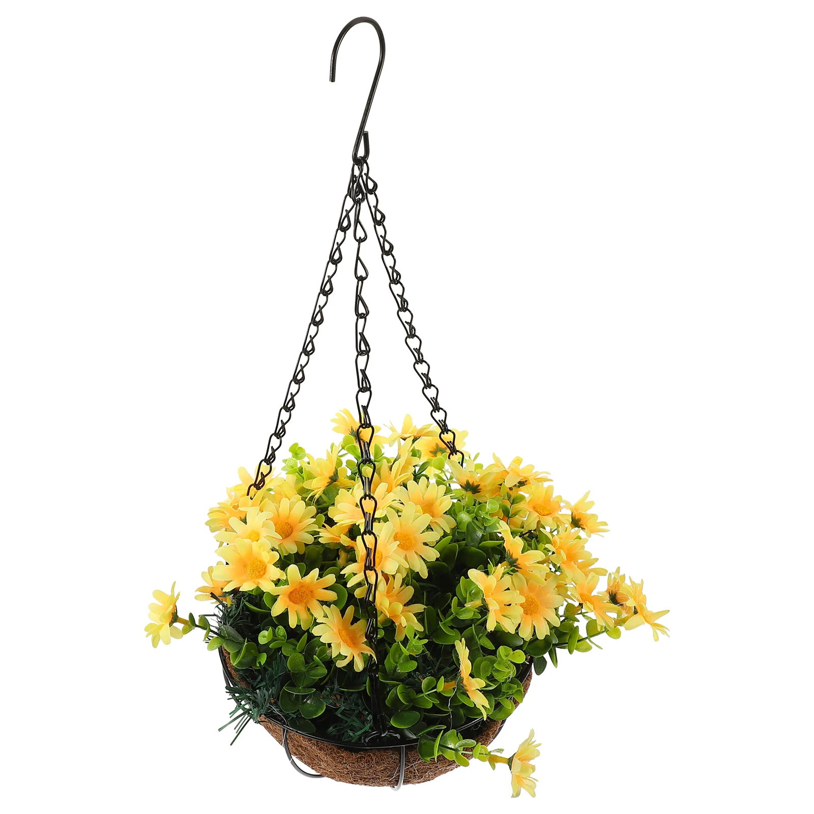 

Vivid Lifelike Artificial Daisy With Basket Exquisite Fake Hanging Flowers For Home Office Decor Delicate Faux Flower Scene