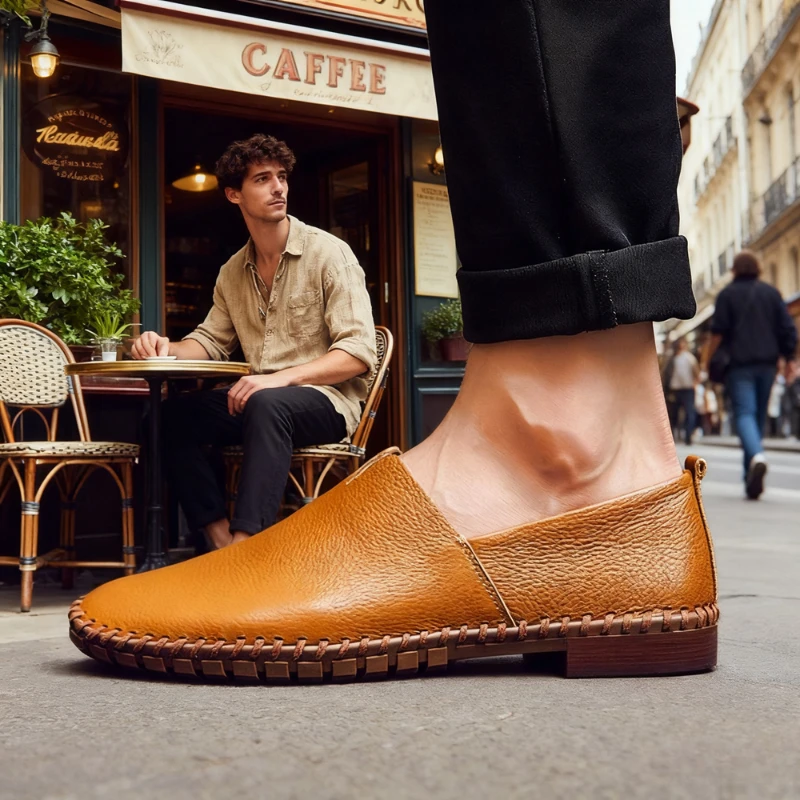 

‌ Очень широкие мужские мокасины 47–49, туфли без шнуровки из мягкой кожи с воздушными отверстиями, легкие удобные лоферы на все сезоны