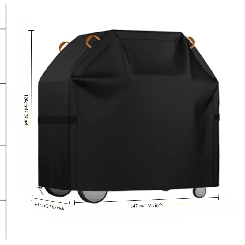600D Grill Cover, Heavy Duty Waterproof Barbecue Gas Grill Cover, Black, Heat Resistant, Stain Resistant, Waterproof