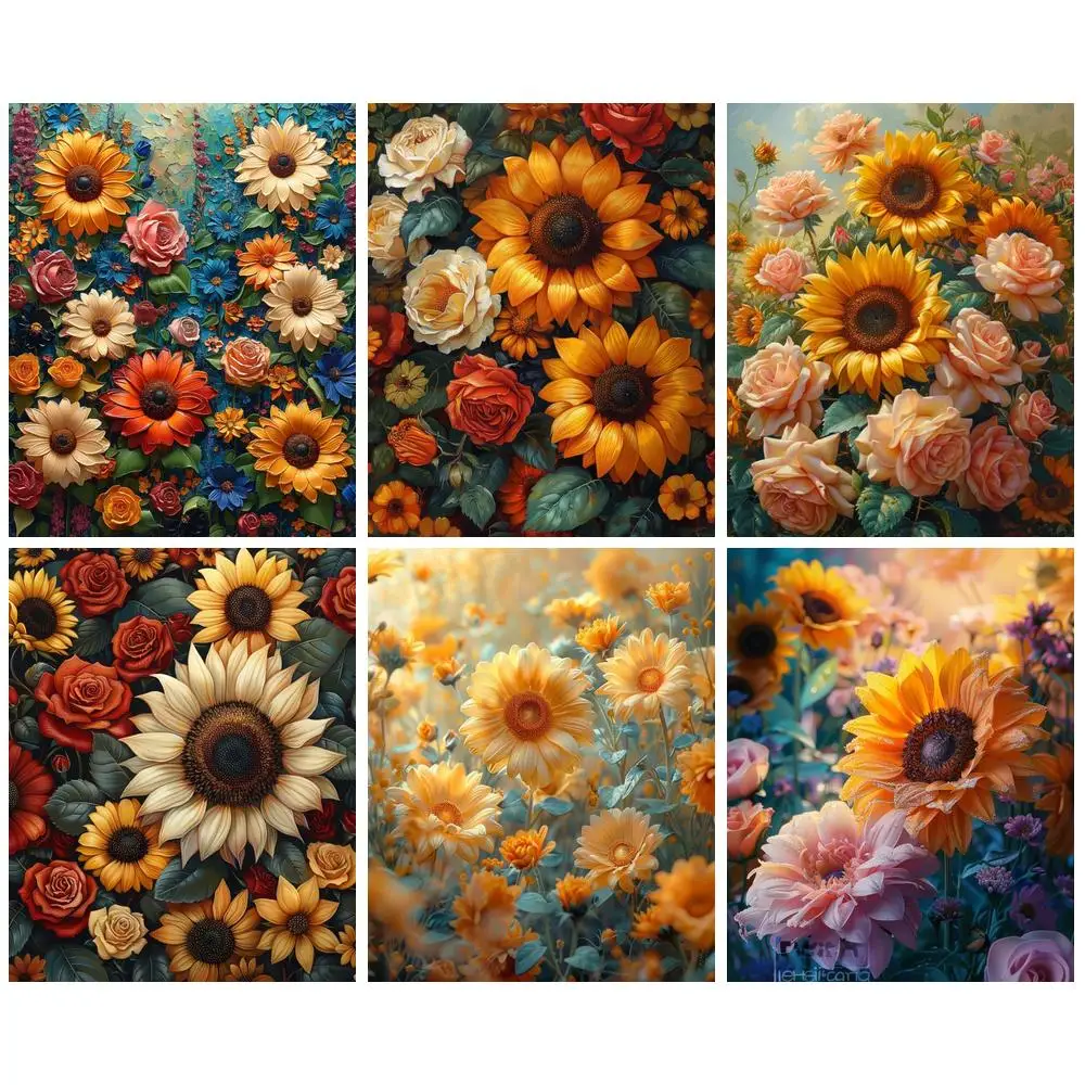 

SDOYUNO 60x75cm Painting By Number Kits Handpainted Flowers Picture Canvas Painting Oil Paint Colouring By Numbers Home Decor