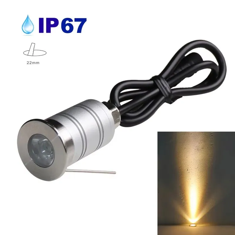 

12PCS Small LED Spotlight 12V 24V 1W Outdoor Undergound Light Stairway Spots Focos IP67 Waterproof Buried Lamp Hole-cut D22mm