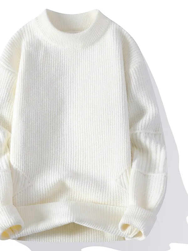 

Men's Thiened Knitted Sweater Pure Color Base Layer Faionable Casual Sle Winter Season Polyester Fiber Student Wear