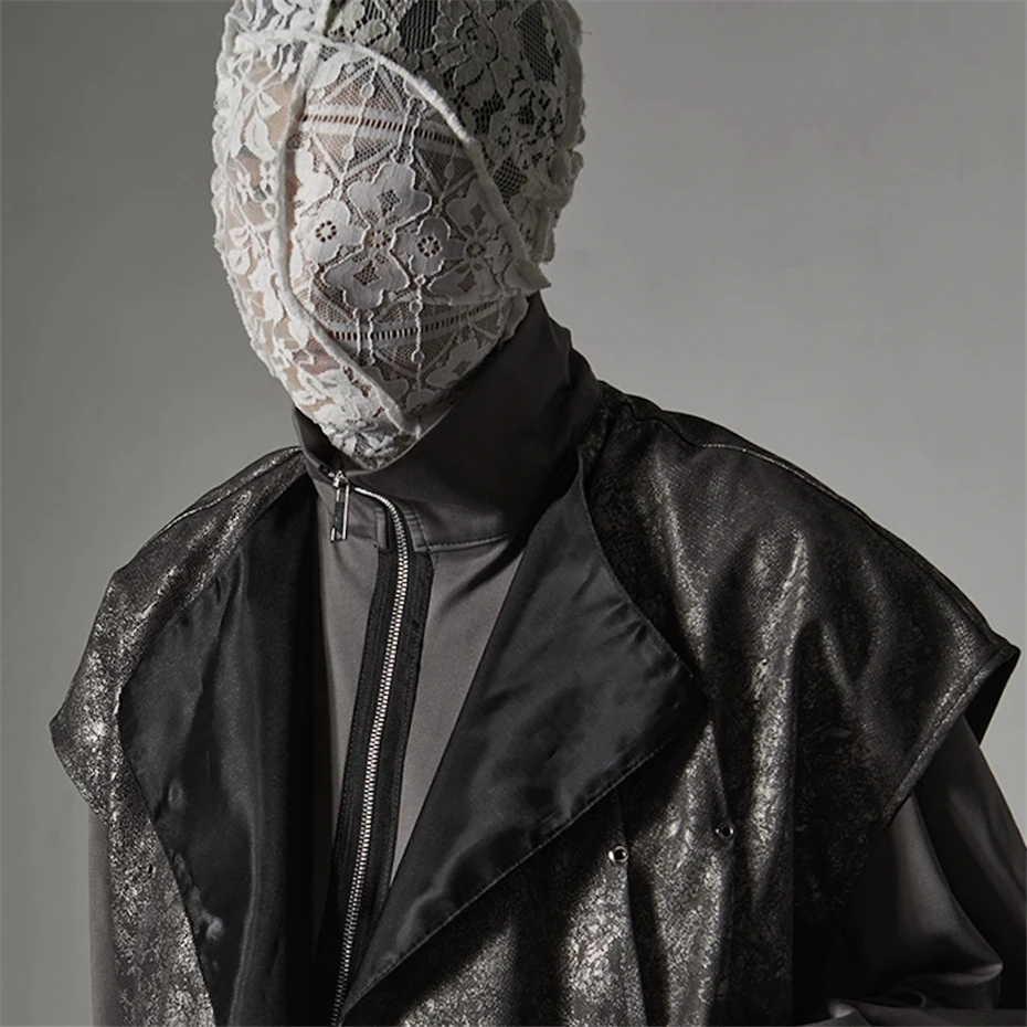 

Men's Tide Cap Lace Original Design Dark Streetwear Dance Rap Hip Hop Walk Show Shooting Pioneer Versatile Hat Punk Mask