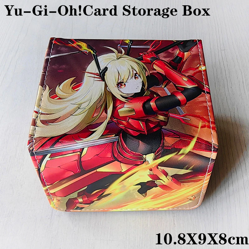 Caixa de Armazenamento de Cartas Sky Striker Ace Hayate com Tema de Atributo Fogo Yu-Gi-Oh! Organizador Grande DIY Durável para Jogadores de TCG