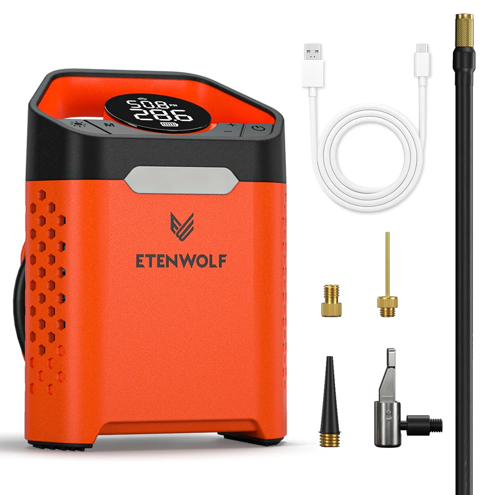 ETENWOLF ZEPHYR V3 Draagbare auto-compressor 160 PSI 100% Duty Cycle Autobandenpomp 7800 mAh Voor auto's Motoren Fietsen Ballen
