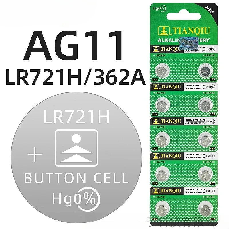 2-50PCS 1.55V AG11 Battery SG11 LR58 SR58 162 361 362 LR721 SR721 Button Batteries SR720 L721F Cell Coin Watch Toys Remote