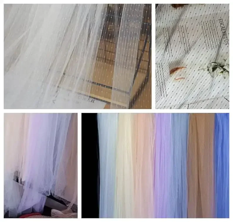 

9 Colors Colored dots embroidery lace fabric dot soft mesh tulle fabric Girl Dress Tutu Dress Wedding Dress Bridal Veil 1 Yard