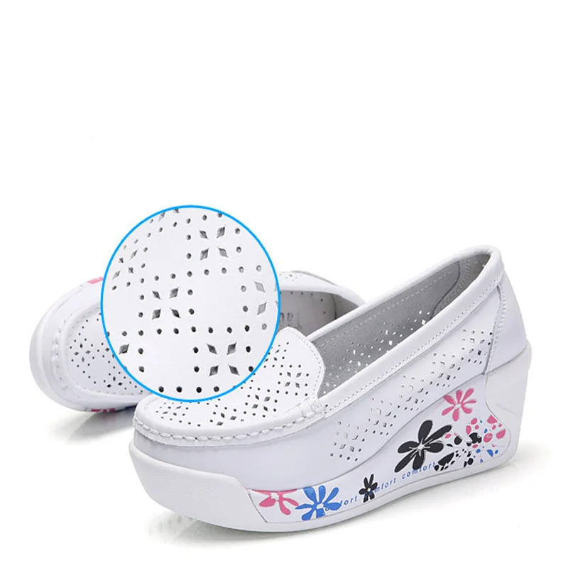 Women's shoes summer shake out Single women shoes The nurse's shoes white and platform woman's shoeses Breathable hollow