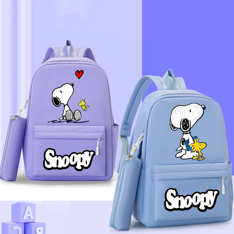 

Snoopys Schoolbag Pencil Case Set Cartoon Anime Pattern Backpack Student Youth Large Capacity Waterproof Bookbag Stationery Gift