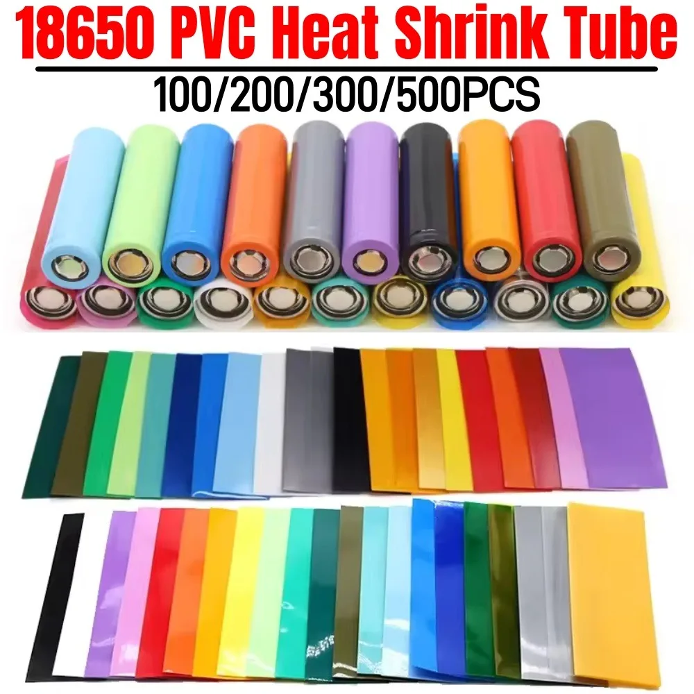 100-500PCS 18650 PVC Heat Shrink Tube Lithium Battery Dedicated Pre-cut Insulated Wrapping Sleeving Shrinkable Heat Sink Tube