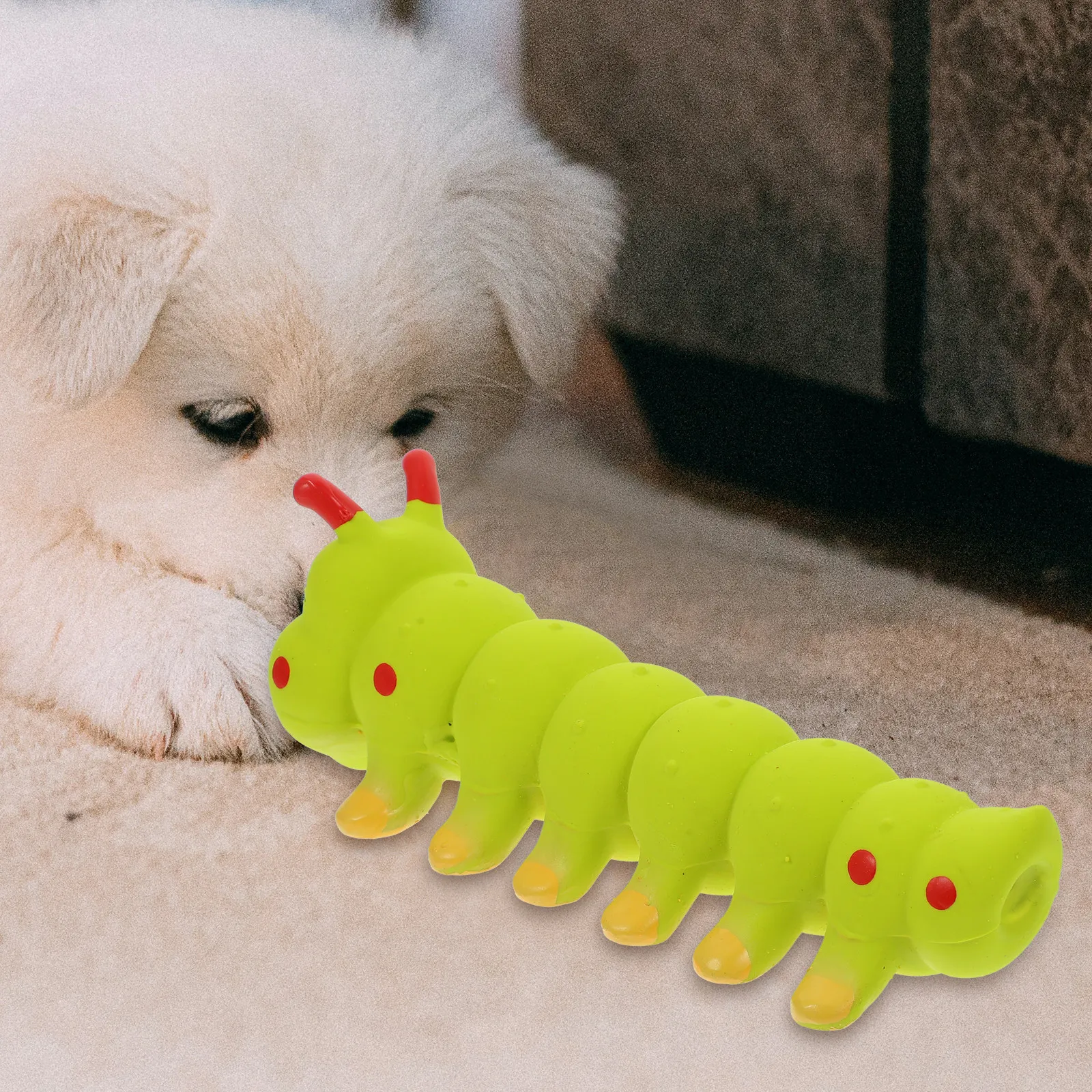 Latex Squeaky Dog Caterpillar Interactive Stress Relief Chewing Fun Cartoon Small Puppy Plaything Cartoon Puppy Small Dogs