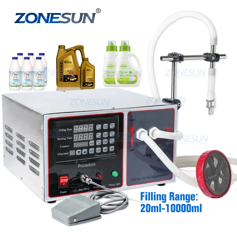 ZONESUN GZ-GFK17A Semi Automatic Filling Machine Laundry Cooking Oil Water Juice Milk Liquid Bottle Filling Machine tandorio automatic diving watch for men double bow domed sapphire crystal nh35 pt5000 movt 200m water resist 40mm luminous dial