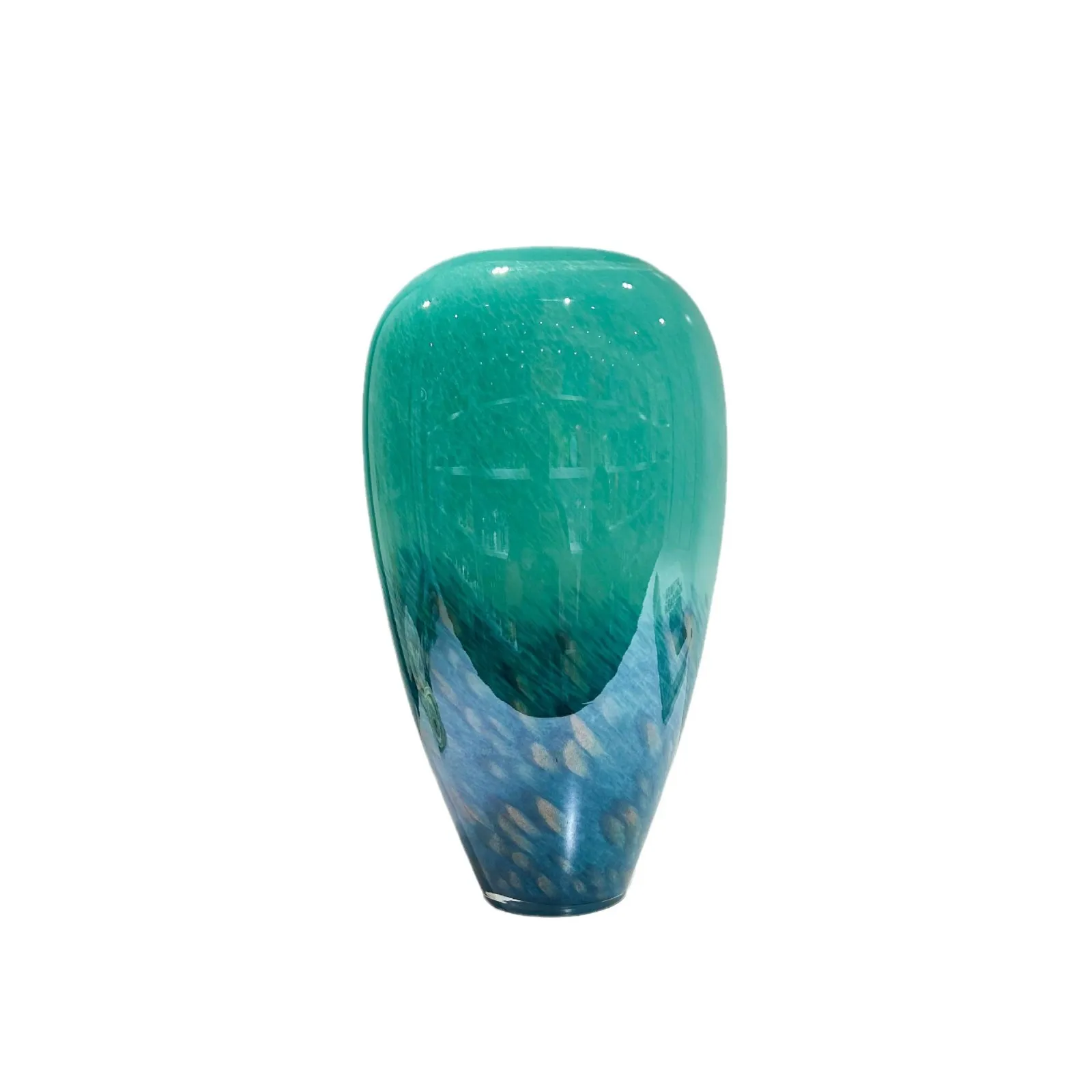 New Chinese style gradual change peacock plume handmade large diameter glazed vase TV cabinet advanced ornament
