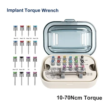 Dental Implant Screwdriver Colorful Torque Wrench Ratchet 10-70NCM with 16pcs Screwdriver Universal Restoration Repair Tools Kit