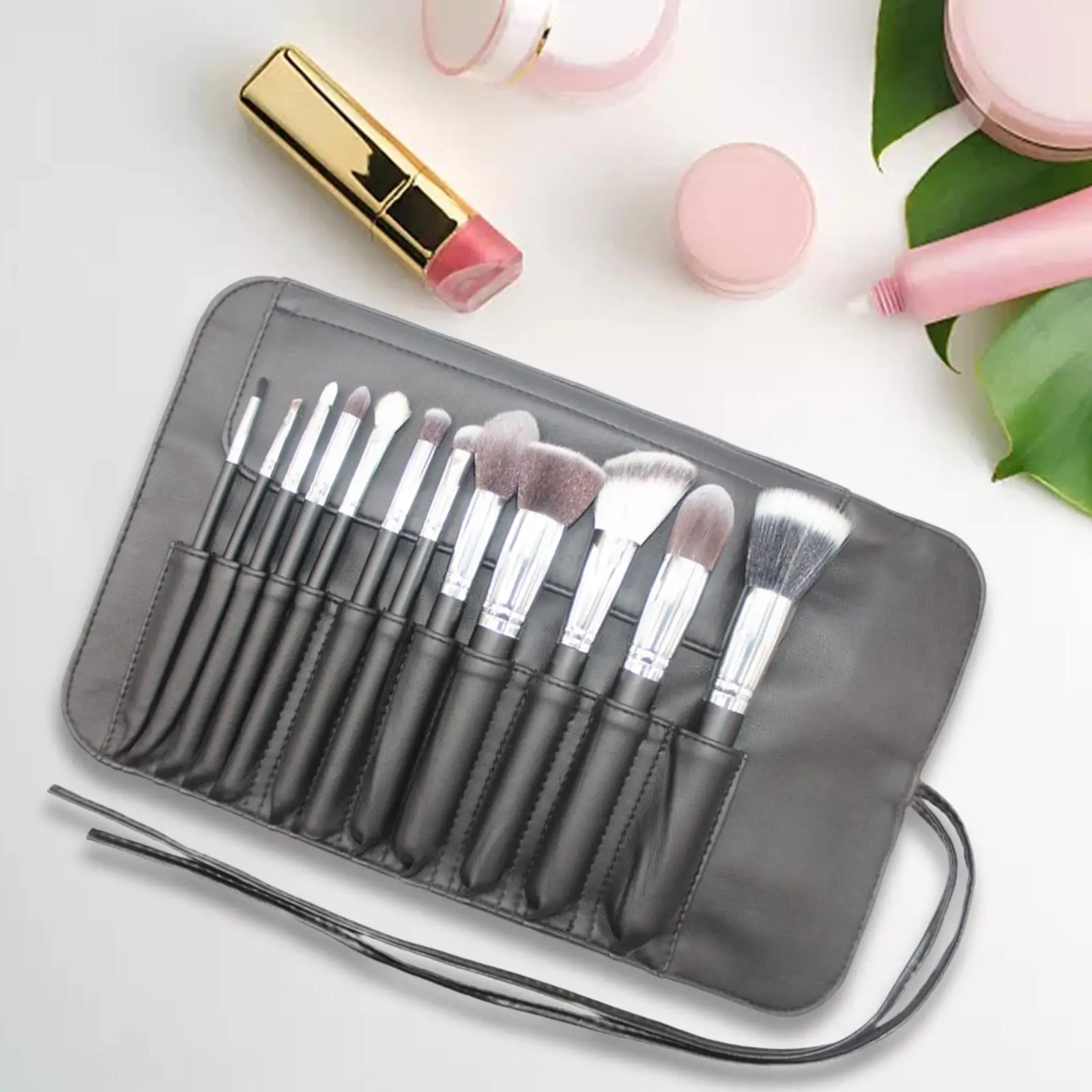 Makeup Brushes Organizer Bag,Makeup Brush Case,Black Pouch,Compact Cosmetic