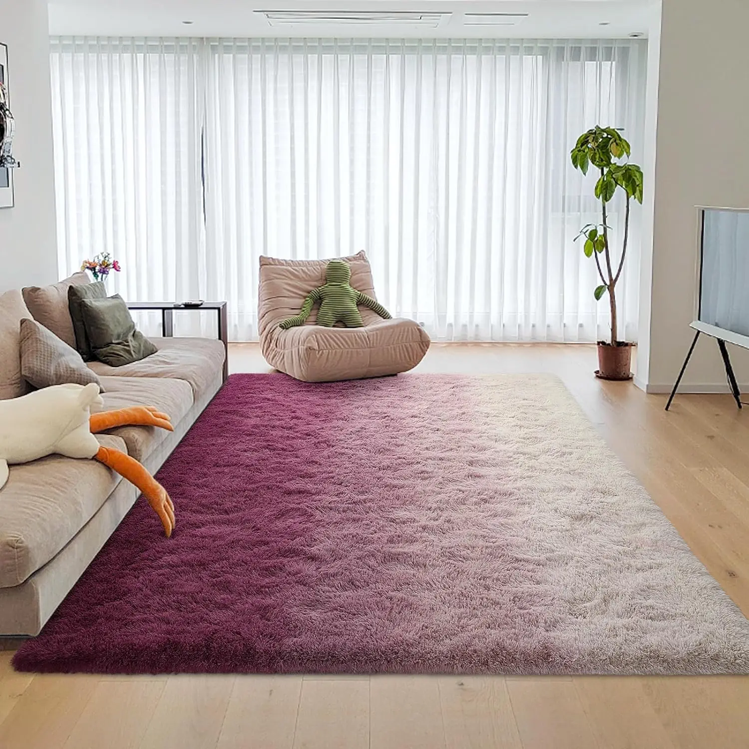 VIKAMA 1PC Silk Carpet Gradient Bedroom Living Room Dirt Resistant And Easy To Care Bedside Silk Carpet Home Decoration