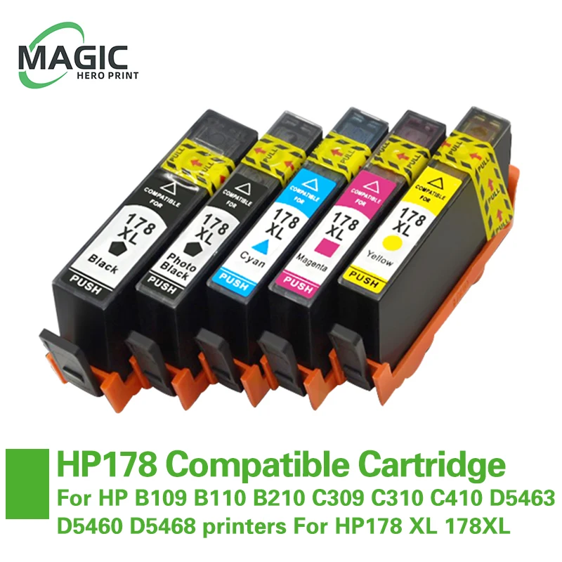 Cartucho de Tinta compatível Para HP 178 178XL Para HP B109 B110 B210 C309 C310 C410 D5463 D5460 D5468 impressoras Para HP178 XL 178XL