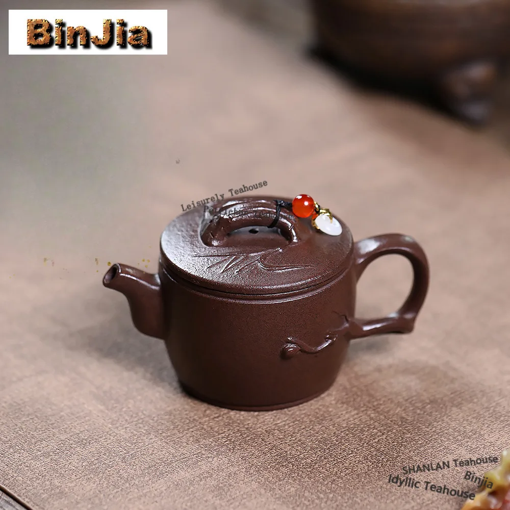 

110ml Ancient Yixing Purple Clay Teapots Handmade Small Capacity Pot Raw Ore Wood-fired Mud Kettle Zisha Tea Set Ornaments Gift