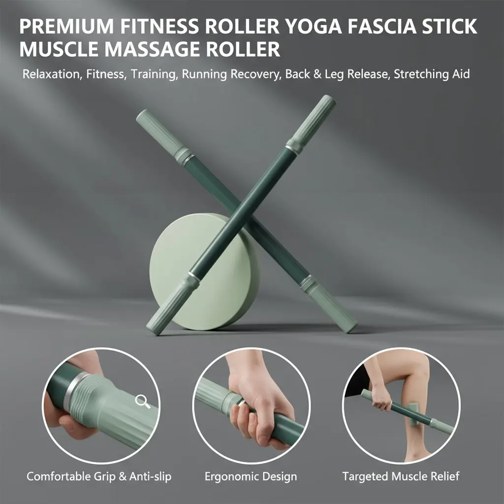 요가 근막 스틱 Yoga Fascia Stick 57cm Extended Muscle Relaxation Massage Roller Yoga Massage Stick for Leg Stretching and Release Fitn
