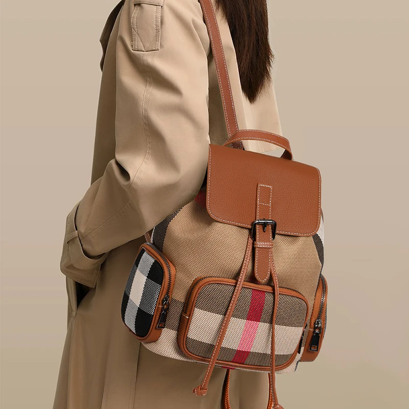 

Высококачественный полотняный женский рюкзак в стиле ретро, модная женская сумка через плечо из натуральной кожи, повседневный рюкзак на шнурке