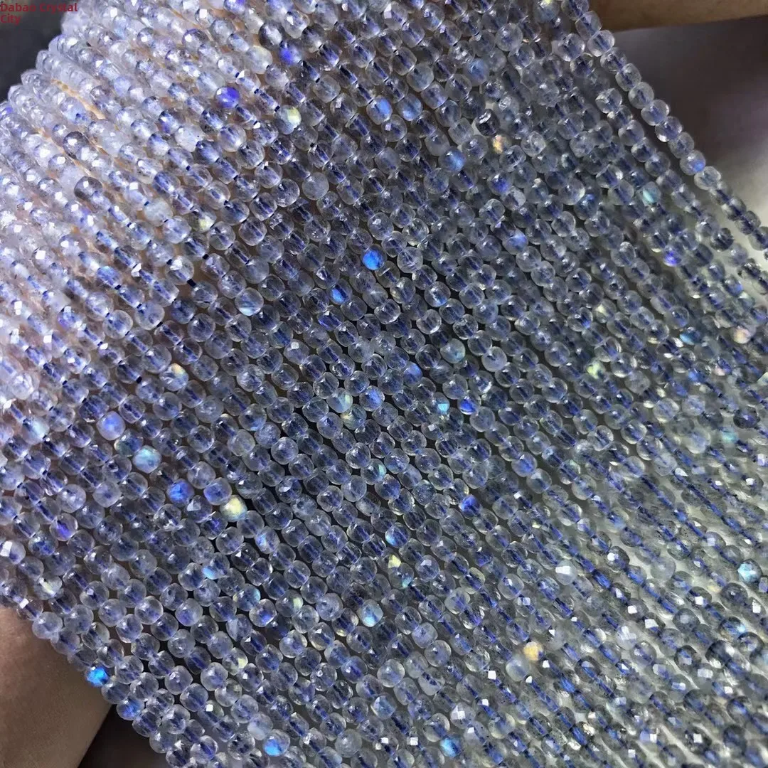 

Бусины из голубого лунного камня «Кристалл» в форме куба, с удлиненной огранкой, для браслетов и ожерелий, ювелирные изделия