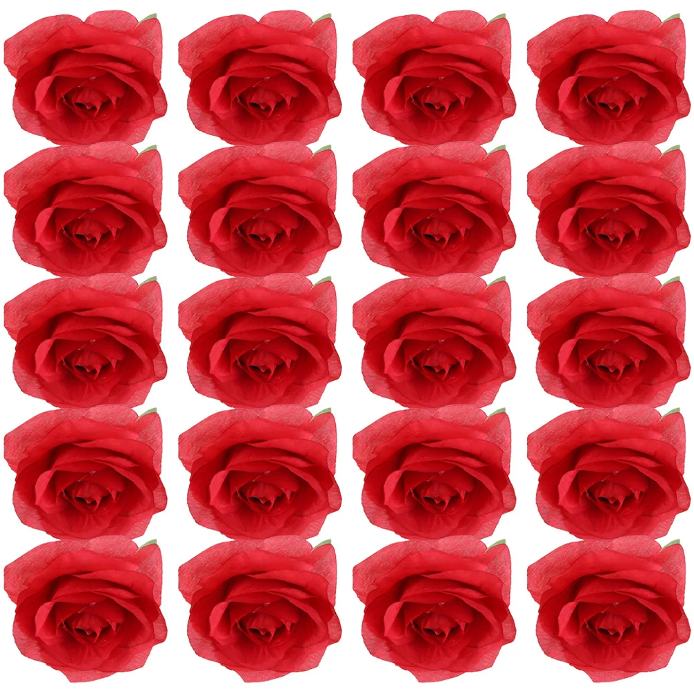 

20 Pcs Artificial Rose Roses Wedding Decoration Heads Flower Girl Fake Flowers for Crafts Silk Faux