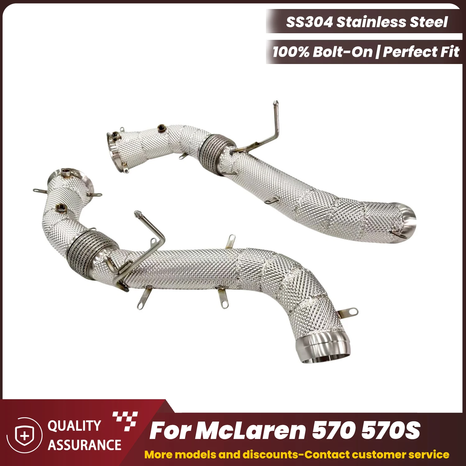 

ECCF Stainless Steel Catless Downpipe For McLaren 570 570S Aggressive Exhaust Sound High Flow Performance Upgrade Easy Install