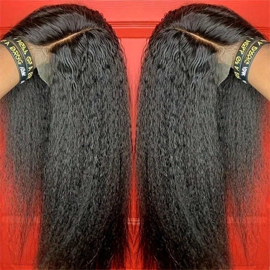13x4 Kinky Straight HD Lace Front Human Hair Wigs Kinky Straight 360 Full Lace Frontal Wigs For Women Pre Plucked 250 Density