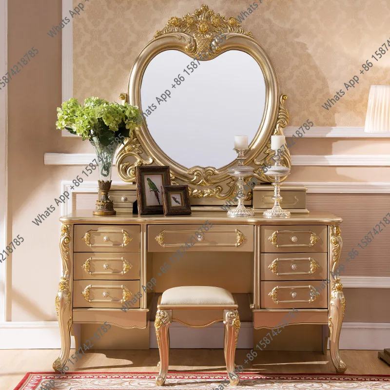 

European style solid wood dressing table bedroom princess dressing table luxury assembly dressing table large house furniture