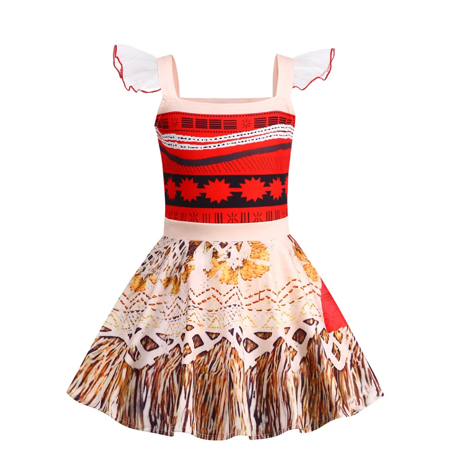 2024 Little Girl Casual Moana Dress Role Playing Ocean Adventure 2 Fancy Vaiana Halloween Princess Costume Summer Clothing Frock