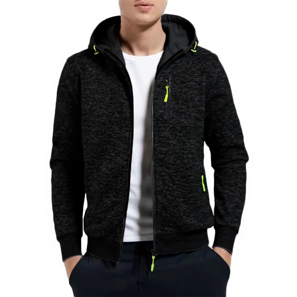 

Мужская куртка-толстовка с капюшоном, повседневная уютная модная верхняя одежда, контрастный цвет, молния, дизайнер, спортивные бейсбольные куртки для фитнеса