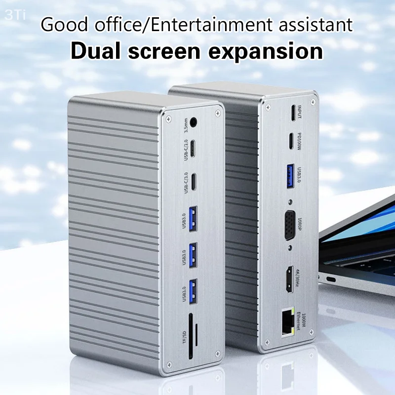 13 في 1 محطة إرساء متعددة المنافذ مهايئ توزيع USB نوع C إلى 1000 متر RJ45 SD/TF VGA PD100W لأجهزة الكمبيوتر المحمول ماك بوك باد هواوي PC