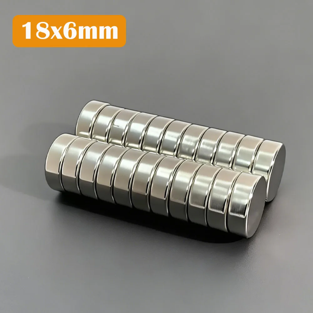 

Магнит неодимовый N35, круглый, 18x6 мм, сверхмощный, постоянный, NdFeB, для холодильника, для магнитных поделок