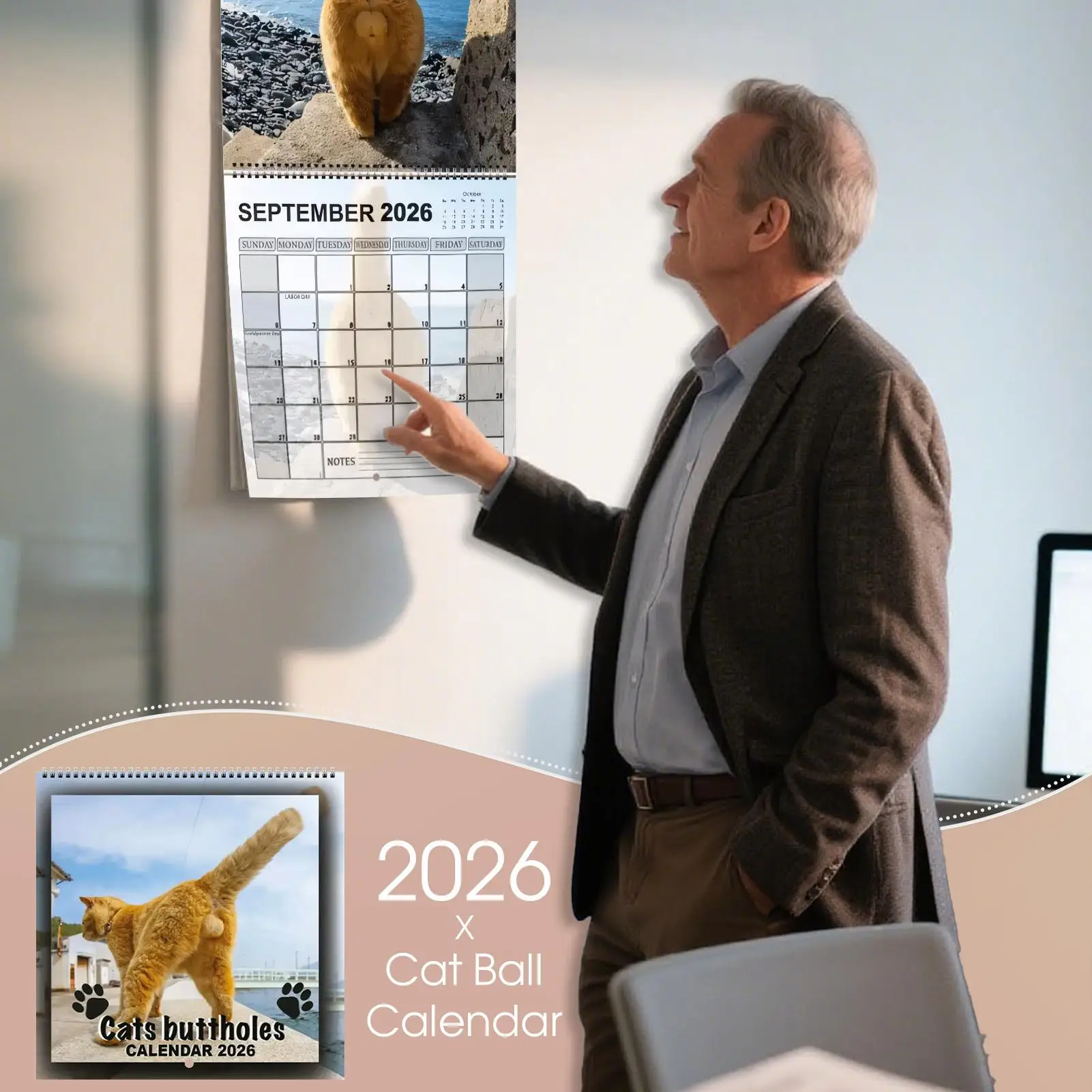 2026 القط التقويم مضحك القط عاشق جدار التقويم 12 الشهرية القط موضوع مخطط الثلاجة مكتب معلقة التقويم القط ميمي هدية عيد الميلاد