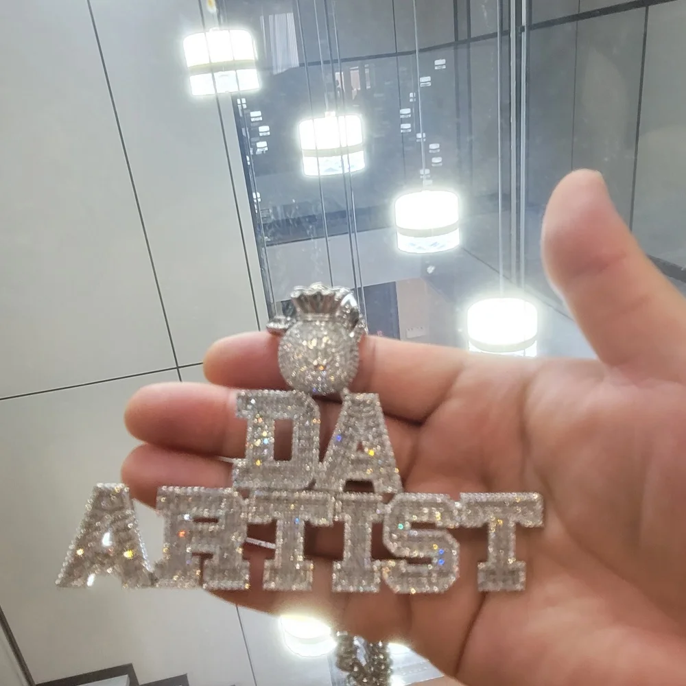 

Ice Out Customized Name Necklace CZ Pendant with Dollars Bail 12mm Miami Cuban Chain Hip Hop For Men Women Hip Hop Jewelry