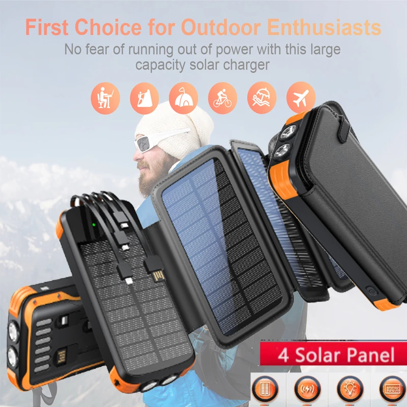 

Solar Power Bank Fast Wireless Charger Powerbank for iPhone 16 Samsung S24 Huawei Xiaomi PD 20W Fast Charging Powerbank