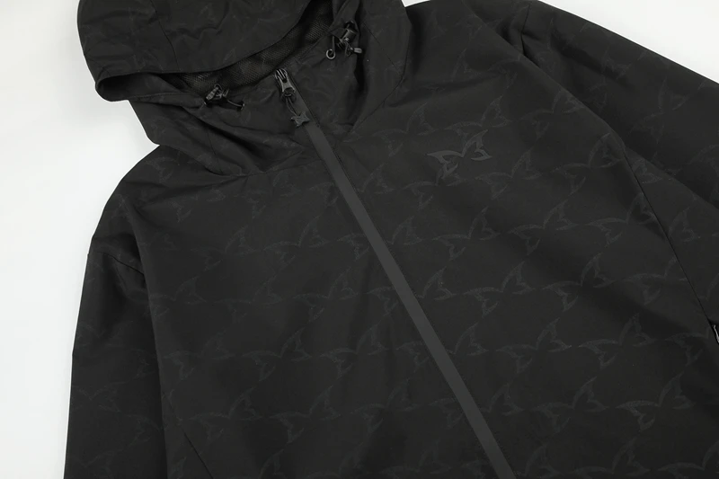 Schwarze Kapuzenjacke mit Schmetterlingsdruck, durchgehender Reißverschluss, Windbreaker für Herren, übergroßer Outdoor-Windbreaker, Streetwear, lässige Oberbekleidung mit Reißverschluss. – Detail 14