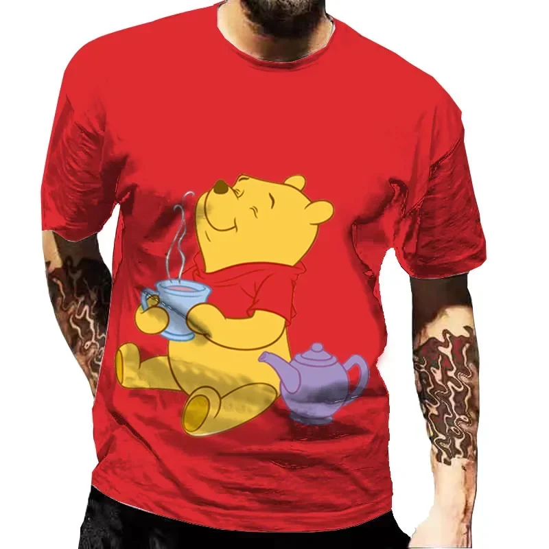 

Disney Winnie The Pooh Cute Men's Crew Neck Oversized Top Men's Casual Fashion Disney Brand Summer Street T-Shirt