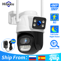 Hiseeu 4K 8MP PTZ Wifi IP Camera Dual Lens 5X Zoom AI Human Detect ONVIF Wireless Surveillance CCTV Cameras Security Protection