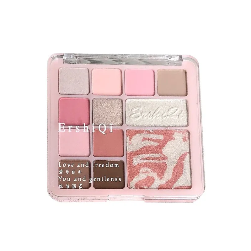 

Ershiqi Flower Bloom Powder Mist Comprehensive Palette Rose Milk Tea Shimmer Matte Earth Tone Eyeshadow Highlighter Blush