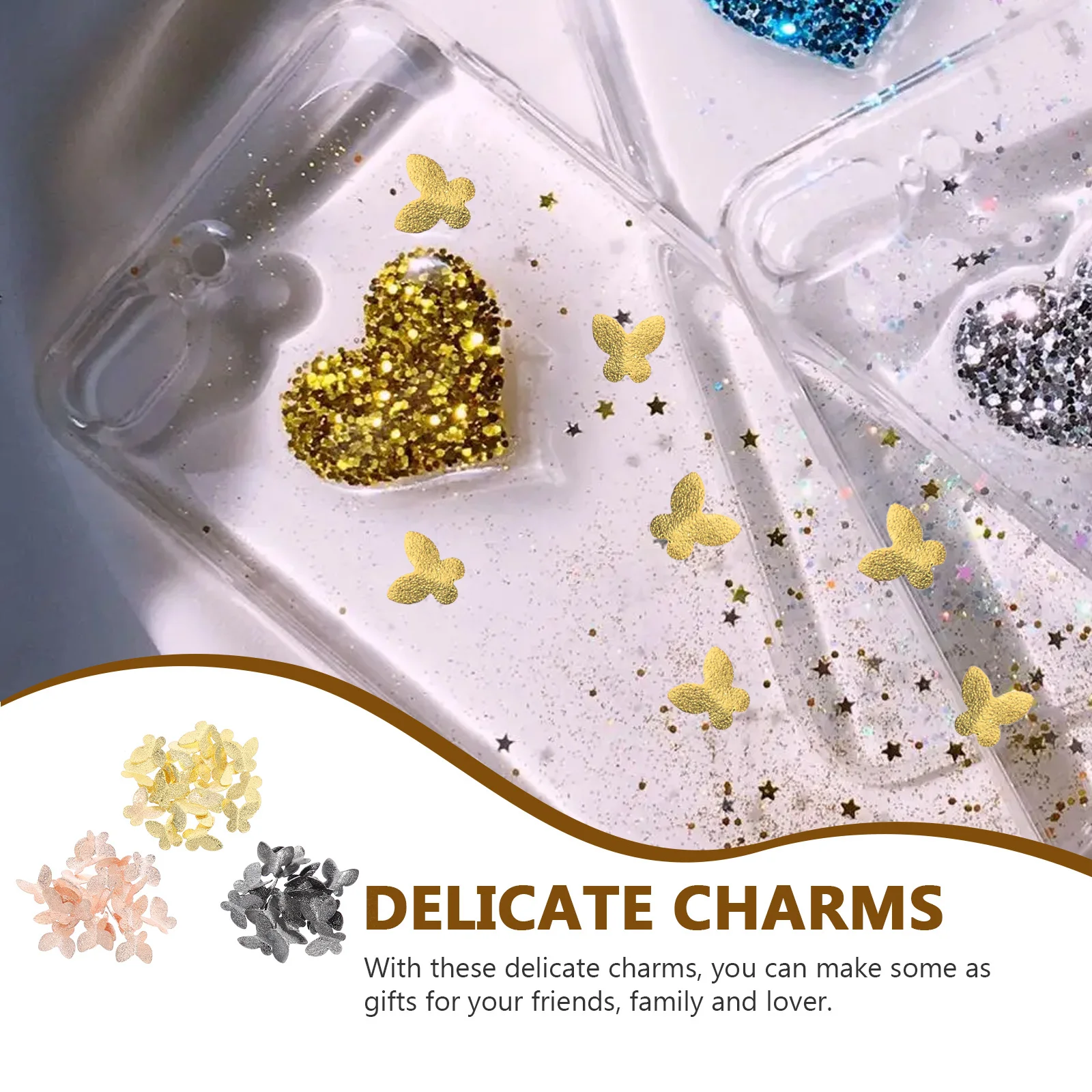 

60Pcs Mini Butterfly Alloy Fillers Vivid Colors DIY Craft Charms Epoxy Filling Accessories for Nail Art Phone Case Decoration