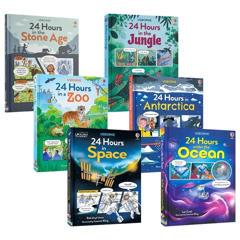 

Usborne 24 Hours in The Stone Age Space Jungle English Original Import Children's Science Picture Book