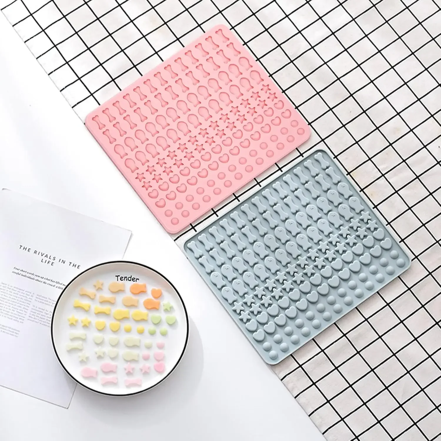 

Силиконовая форма с 130 отверстиями в форме кости, рыбы, звезды, сердца, полусферы, шоколадные формы для конфет, мини-собаки, аксессуары для выпечки печенья