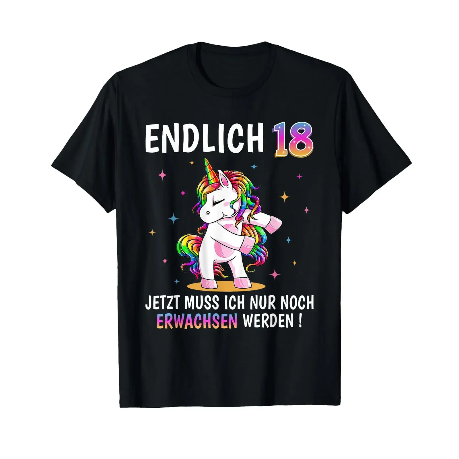 Party-Outfit für Frauen zum 18. Geburtstag, lustiges Einhorn-T-Shirt, Vintage-Stil, gewaschen, Unisex, dehnbar, lässig, Herrenmode, stilvoll, weich