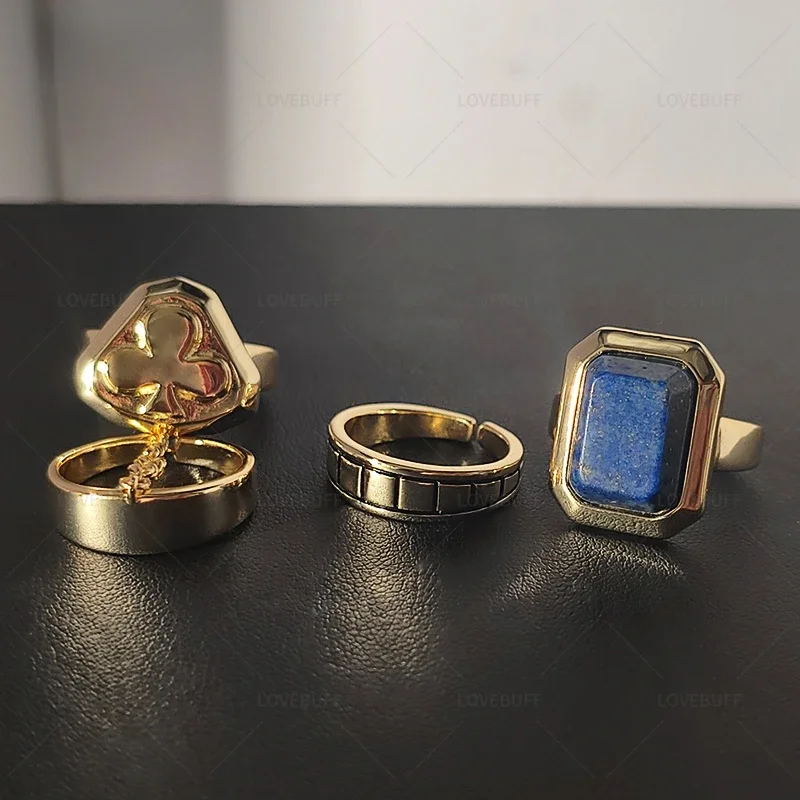 

Fashion Honkai:Star Rail Aventurine Lapis Lazuli 4Pcs/Set Adjustable Ring Simple Jewelry Unisex Cosplay Props Rings Accessories