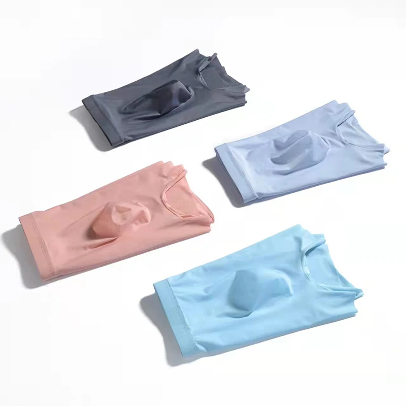 رجل الملاكمين السراويل الحرير الجليد الرجال سراويل سلس مثير الملابس الداخلية رجل السروال سراويل الذكور مضاد للجراثيم تنفس ملخصات