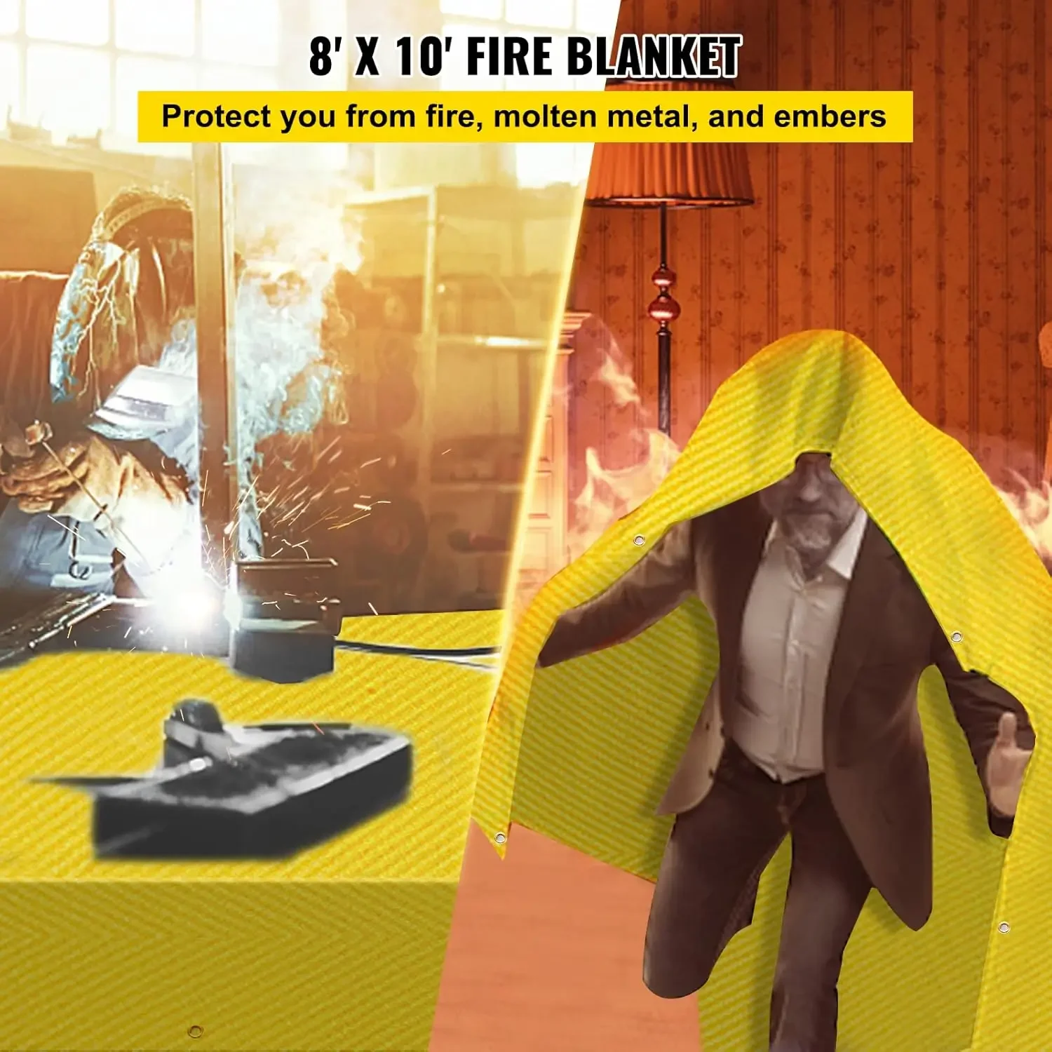 8 x 10 Ft Welding Blanket Gold Fiberglass Blanket Portable Fiberglass Fire Retardant Blanket