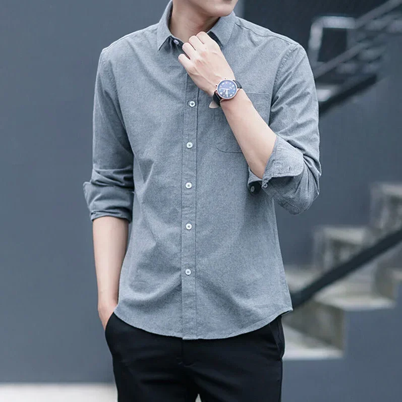 

Luxury Brand Men's Oxford Formal Classic Plaid Casual Shirt Comfortable Handsome Long Sleeve Shirts And Blouses For Men
