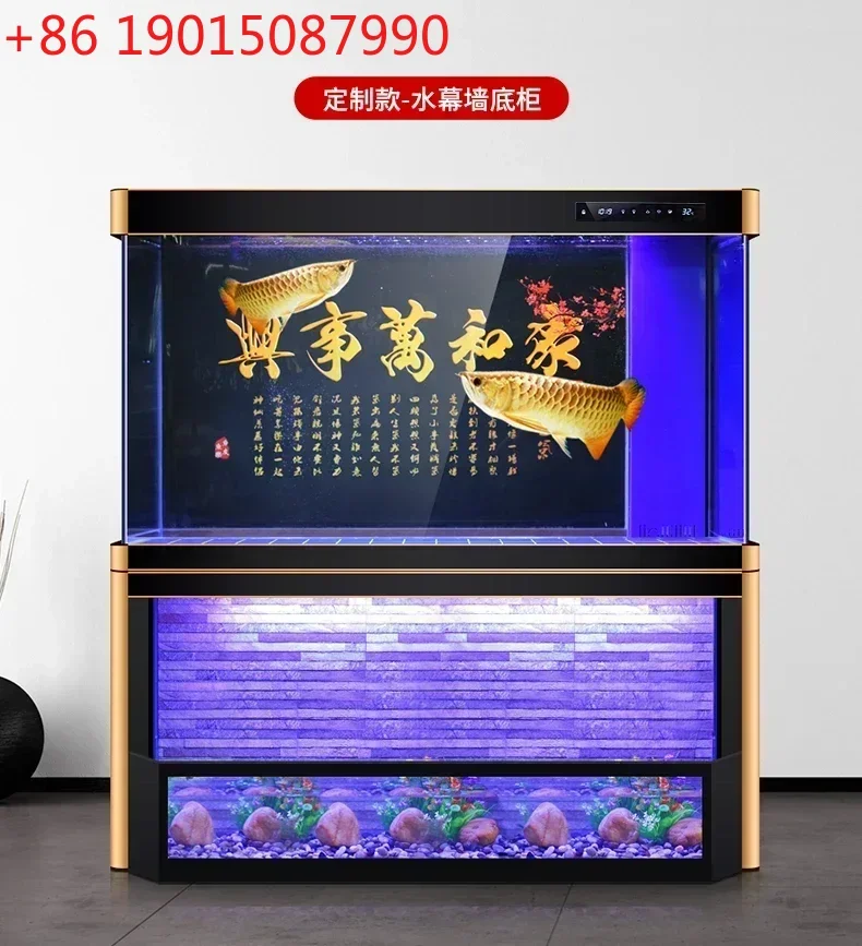 

Dragon Fish Tank Aquarium Aluminum Alloy Flowing Water Curtain Wall Waterfall Rain Type Large Living Room Curved Cylinder